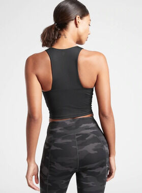 Athleta S D DD cup black Ultimate Crop top tank built in sports bra work out gym